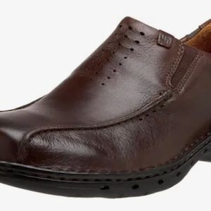 Clarks Brown Leather Shoes Mens Unseal Unstructured 9 Wide